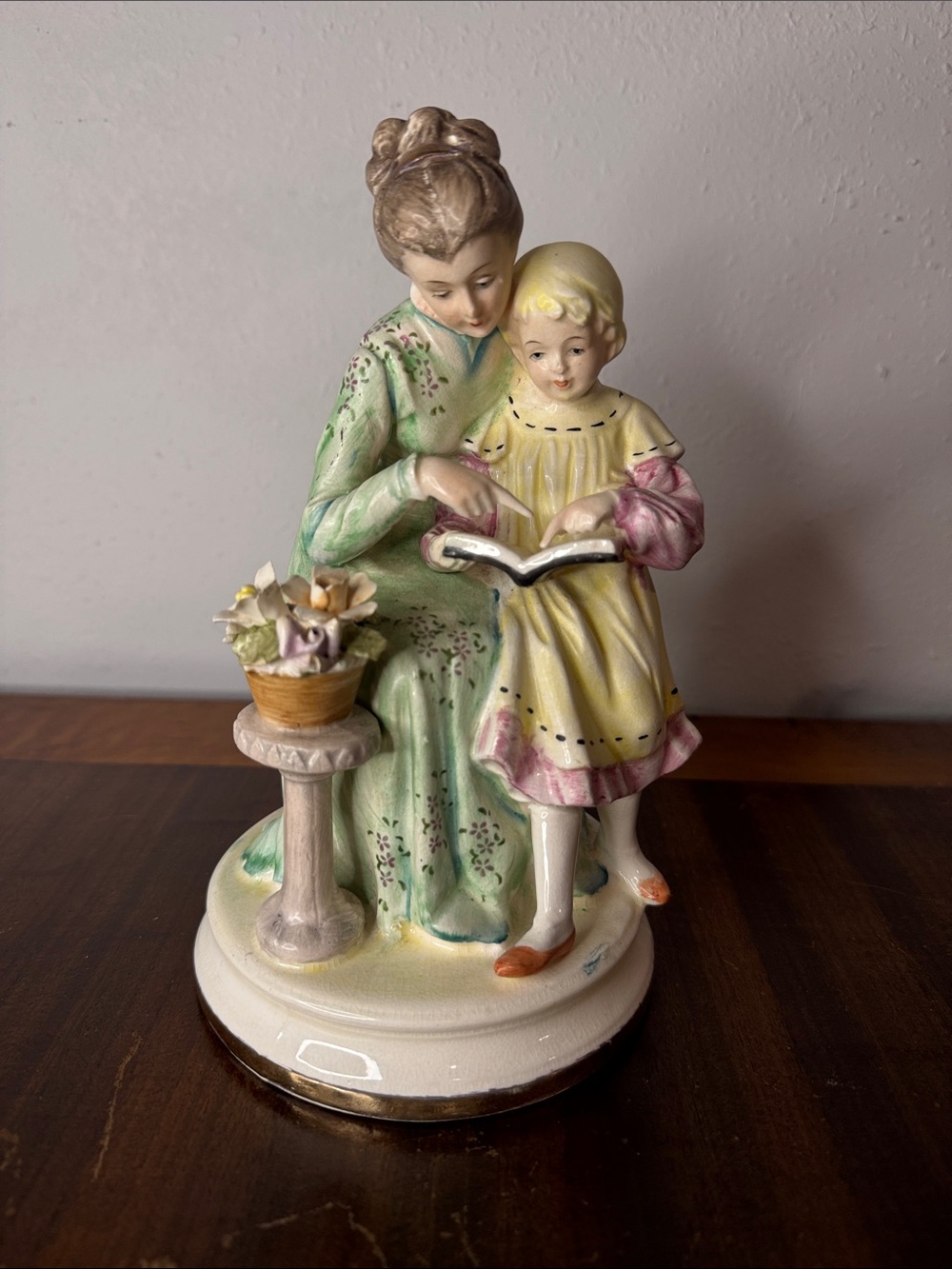 Vintage Norleans Japan Mother & Daughter Reading Book Porcelain Figurine